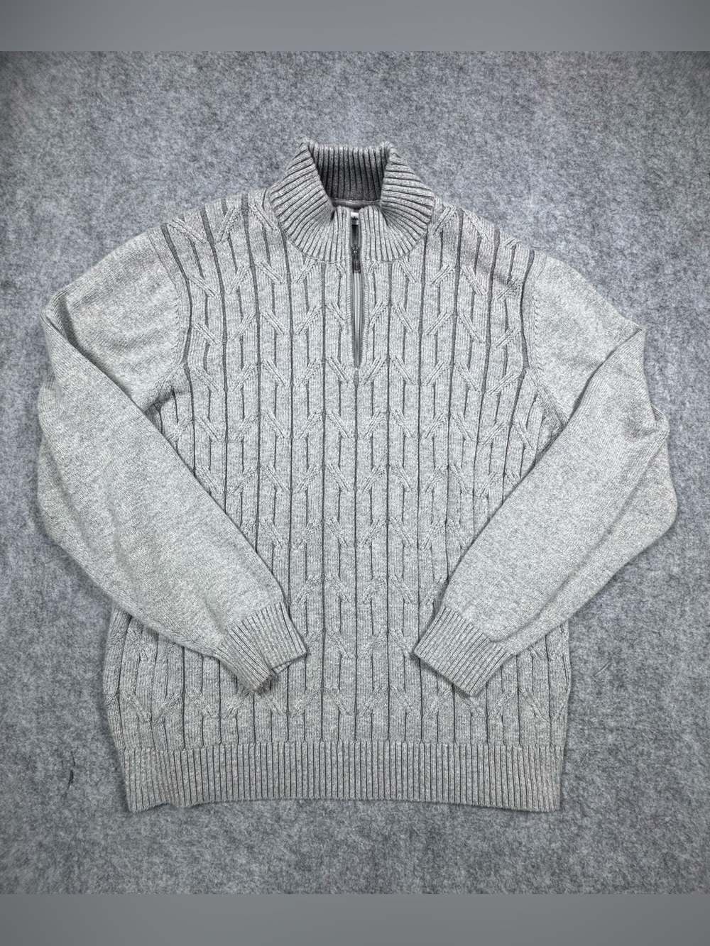 Tommy Bahama Men’s Gray Cable Knit Quarter Zip Sweater Size XL